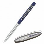 Ручка подарочная шариковая BRAUBERG Ottava, СИНЯЯ, корпус серебристый с синим,линия 0,5мм, 143487